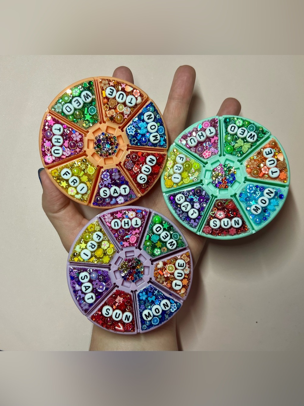 Bedazzled Pill Organizers - Handmade - Monday-Sunday